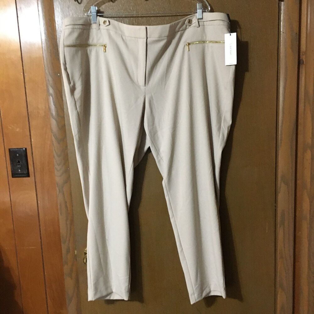 Calvin Klein Womens Plus Business Professional Straight Leg Beige Pants- 24W - Picture 6 of 6
